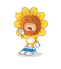 sunflower head cartoon yawn character. cartoon mascot vector