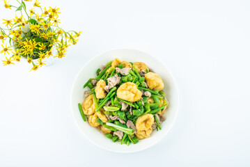 Chinese Hunan cuisine, fried tofu with meat