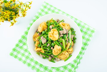 Chinese Hunan cuisine, fried tofu with meat