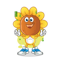 sunflower head cartoon full battery character. cartoon mascot vector