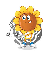 sunflower head cartoon hypnotizing. cartoon mascot vector