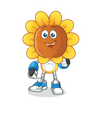 sunflower head cartoon robot character. cartoon mascot vector