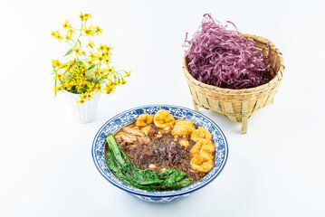 Chinese Hunan specialty food boiled purple potato vermicelli