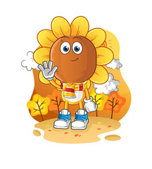 sunflower head cartoon in the autumn. cartoon mascot vector