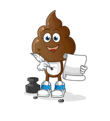 human shit head cartoon writer vector. cartoon character