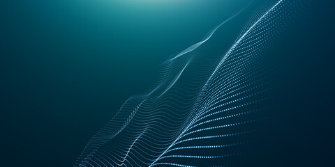 abstract beautiful wave technology background with blue light effect corporate concept. Futuristic point wave. Beautiful wave-shaped array of glowing dots. 
