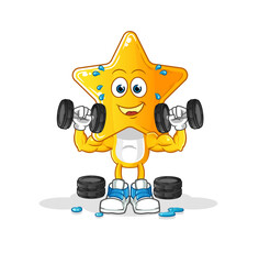 star head cartoon weight training illustration. character vector