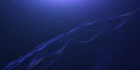 abstract beautiful wave technology background with blue light effect corporate concept. Futuristic point wave. Beautiful wave-shaped array of glowing dots, landing page