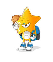 star head cartoon goes to school vector. cartoon character