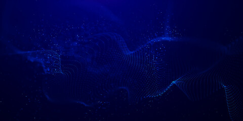 abstract beautiful wave technology background with blue light effect corporate concept. Futuristic point wave. Beautiful wave-shaped array of glowing dots. 