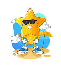 star head cartoon sunbathing in summer. character vector