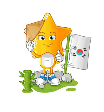 star head cartoon korean character. cartoon mascot vector