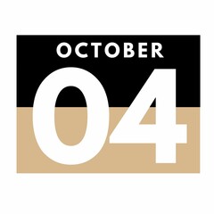 October 4 . Flat daily calendar icon .date ,day, month .calendar for the month of October