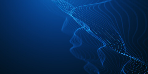 abstract beautiful wave technology background with blue light effect corporate concept. Futuristic point wave. Beautiful wave-shaped array of glowing dots, landing page