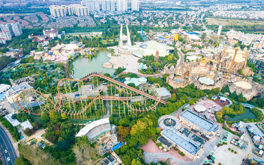 Aerial view of China Dinosaur Park, Changzhou City, Jiangsu Province, China