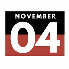 November 4 . Flat daily calendar icon .date ,day, month .calendar for the month of November