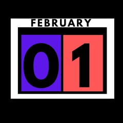 February 1 . colored flat daily calendar icon .date ,day, month .calendar for the month of February