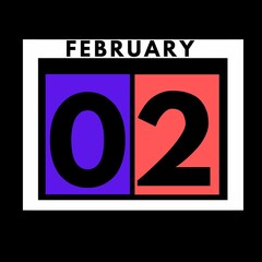 February 2 . colored flat daily calendar icon .date ,day, month .calendar for the month of February