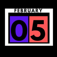 February 5 . colored flat daily calendar icon .date ,day, month .calendar for the month of February