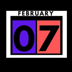 February 7 . colored flat daily calendar icon .date ,day, month .calendar for the month of February