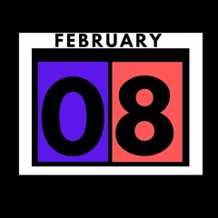 February 9 . colored flat daily calendar icon .date ,day, month .calendar for the month of February