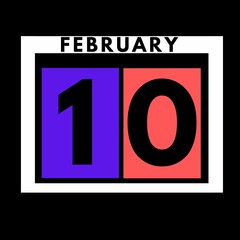 February 10 . colored flat daily calendar icon .date ,day, month .calendar for the month of February