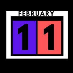 February 11 . colored flat daily calendar icon .date ,day, month .calendar for the month of February