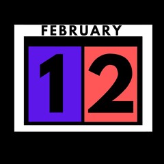 February 12 . colored flat daily calendar icon .date ,day, month .calendar for the month of February
