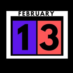 February 13 . colored flat daily calendar icon .date ,day, month .calendar for the month of February