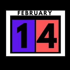 February 14 . colored flat daily calendar icon .date ,day, month .calendar for the month of February