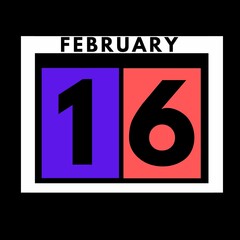 Fototapeta premium February 16 . colored flat daily calendar icon .date ,day, month .calendar for the month of February