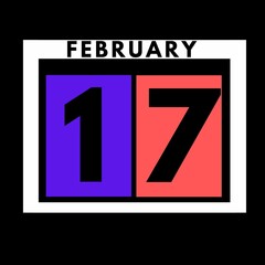 February 17 . colored flat daily calendar icon .date ,day, month .calendar for the month of February