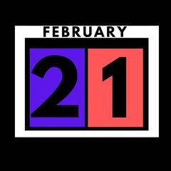 February 21 . colored flat daily calendar icon .date ,day, month .calendar for the month of February