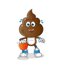human shit head cartoon dribble basketball character. cartoon vector