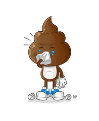 human shit head cartoon blowing nose character. cartoon mascot vector
