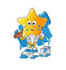 star head cartoon painter illustration. character vector