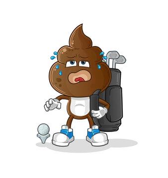 recommend clip art: human shit head cartoon with golf equipment. cartoon mascot vector