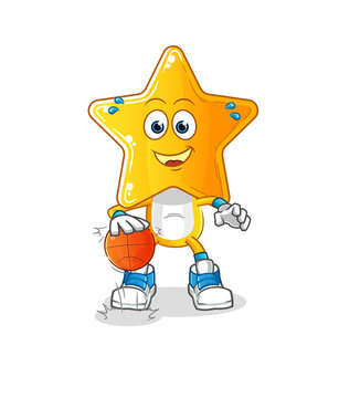 star head cartoon dribble basketball character. cartoon vector