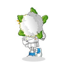 cauliflower head cartoon with greek clothing. cartoon mascot vector