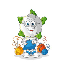 cauliflower head cartoon tailor mascot. cartoon vector