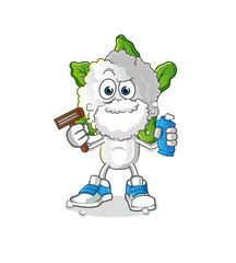 cauliflower head cartoon shave facial hair vector. cartoon character