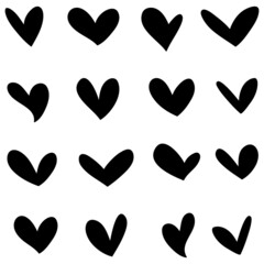 Doodle Hearts, hand drawn love hearts. Vector illustration.