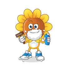 sunflower head cartoon shave facial hair vector. cartoon character