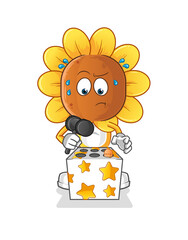 sunflower head cartoon play whack a mole mascot. cartoon vector
