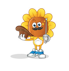 sunflower head cartoon fencer character. cartoon mascot vector