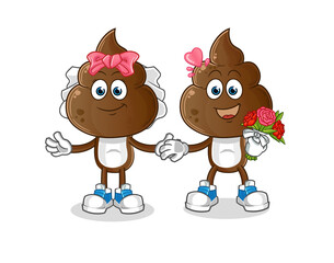 Fototapeta premium human shit head cartoon wedding. cartoon mascot vector