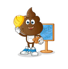 human shit head cartoon Architect illustration. character vector