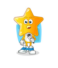 star head cartoon tv reporter. cartoon mascot vector