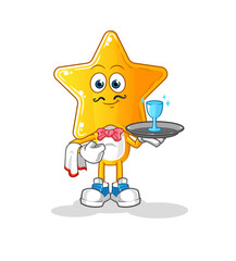 star head cartoon waiter. cartoon mascot vector