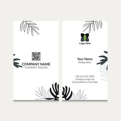 Organic pattern business card design template with front and backside